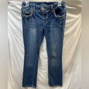 Amethyst Women's faded boot cut Blue Jeans ladies sz 7